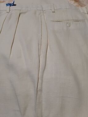 Men's Cream Pleated Dress Pants by